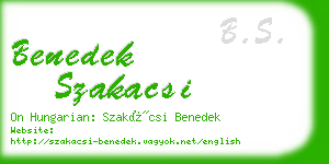 benedek szakacsi business card